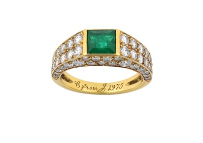 Lot 2302 - An Emerald and Diamond Ring, by Cartier the...