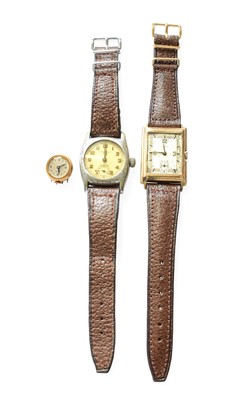 Lot 411 - A 9 Carat Gold Rectangular Garrard Wristwatch,...