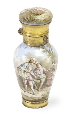 Lot 605 - A French Silver-Gilt-Mounted Enamel Perfume...