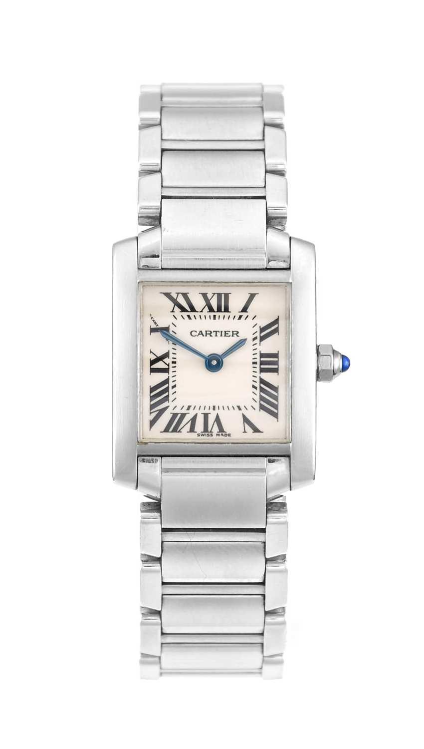 Lot 2137 - Cartier: A Lady's Stainless Steel Wristwatch,...