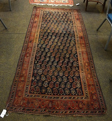 Lot 1006 - Khamseh Rug, the deep indigo field with rows...