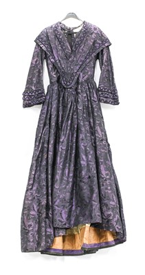 Lot 2185 - Mid 19th Century Purple Silk Brocade Dress...