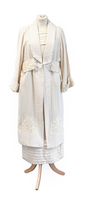 Lot 2164 - An Edwardian Cream Wool Dress with boat-shaped...