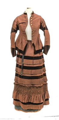 Lot 2182 - A Circa 1880 Brown Silk Two-Piece comprising a...