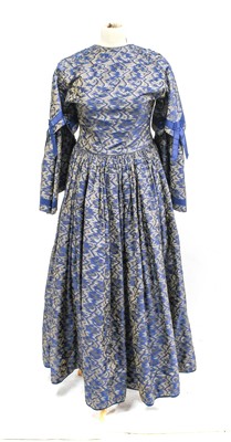 Lot 2186 - A Mid 19th Century Blue and Silver Silk...