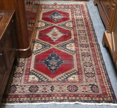 Lot 1137 - Azeri Rug, the raspberry field with three...