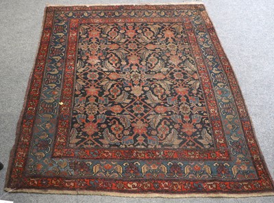 Lot 1142 - Malayir Rug, the indigo Herati field enclosed...