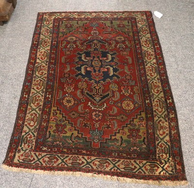 Lot 1013 - Malayir Rug, the plum red abrashed field with...