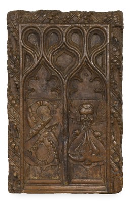 Lot 817 - A 16th Century Carved Pew End, by repute from...