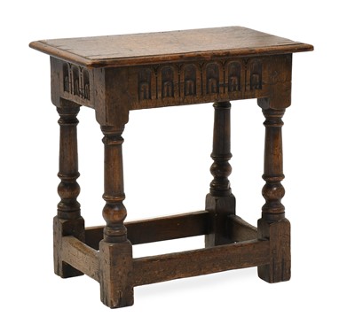 Lot 827 - A 17th Century-Style Oak Joint Stool, 20th...