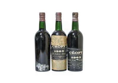 Lot 3103 - Croft 1963 Vintage Port (three bottles)