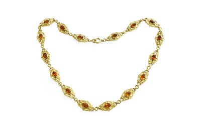 Lot 130 - A Citrine Necklace, formed of sixteen chain...