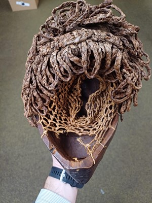Lot 184 - A Chokwe Pwo Wood Mask, with plaited and...