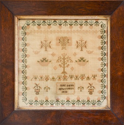 Lot 1132 - A Victorian oak framed sampler dated 1838 Jane...