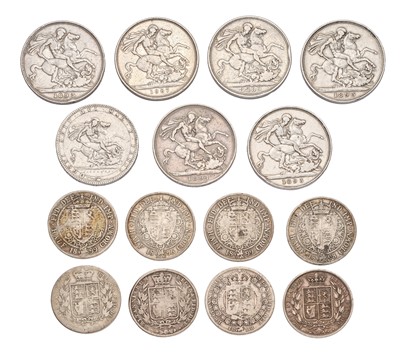 Lot 89 - Assorted UK Crowns and Halfcrowns, comprising;...