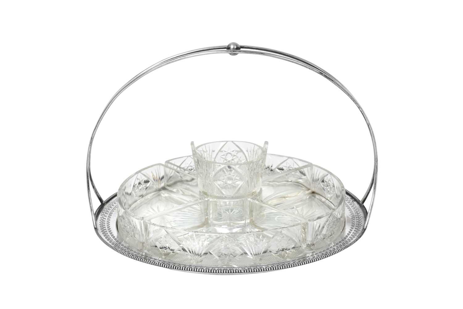 Lot 2076 - A German Silver and Cut-Glass Hors D'Oeuvres...