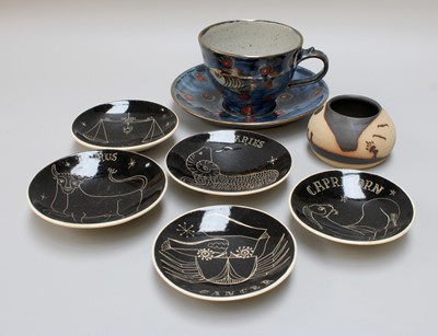 Lot 219 - Assorted Studio Pottery, including; five Sally...