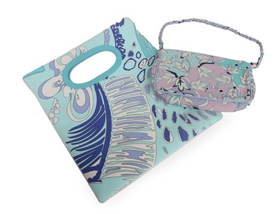 Lot 1003 - A Pucci Printed Leather Handbag in pale blue...