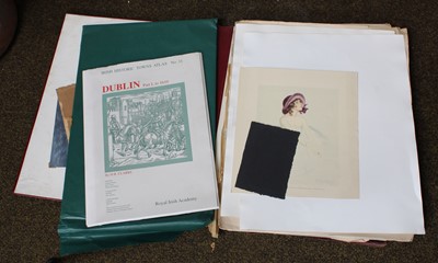 Lot 1104 - Folio of unframed drawings and prints, mainly...