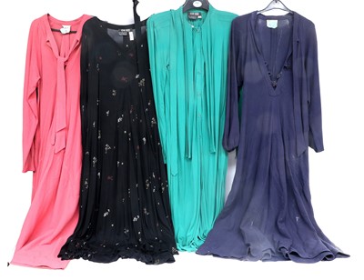 Lot 1011 - Four Jean Muir Early Long Sleeved Long Dresses,...