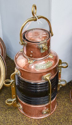 Lot 167 - A Copper and Brass Ships Signal Lamp, "signal...