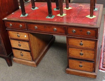 Lot 1286 - A Mahogany Pedestal Partner’s Desk, with keys,...