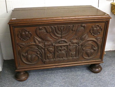 Lot 1438 - A 1920s German Carved Oak Blanket Box, 113cm...