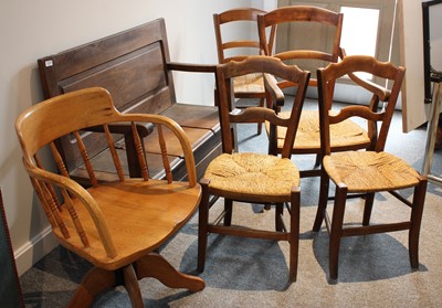 Lot 1209 - An Oak Box Settle, together with a 1930s oak...