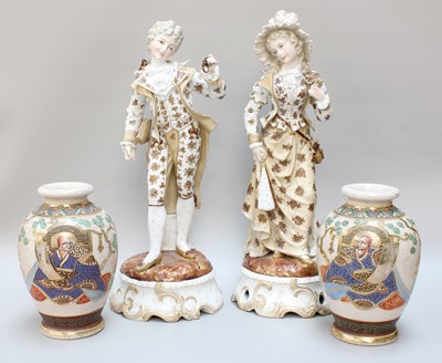 Lot 221 - A Pair of Large Continental Porcelain Figures,...