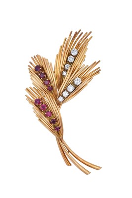 Lot 2362 - A Ruby and Diamond Brooch, by Van Cleef &...