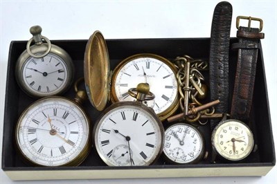 Lot 17 - A gentleman's wristwatch with case stamped '925', silver pocket watch, three plated pocket...
