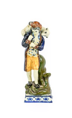 Lot 36 - A Prattware Figure "The Lost Sheep", circa...