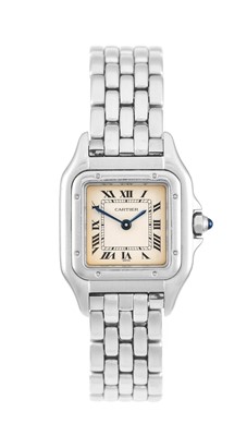 Lot 2135 - Cartier: A Lady's Stainless Steel Wristwatch,...