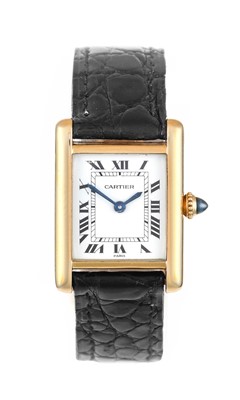 Lot 2136 - Cartier: A Lady's 18 Carat Gold Wristwatch,...