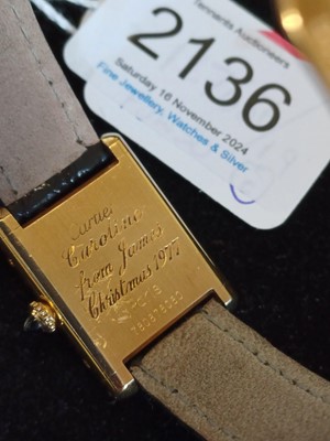 Lot 2136 - Cartier: A Lady's 18 Carat Gold Wristwatch,...