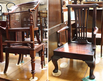 Lot 1212 - A Canework Mahogany High Chair on Stand,...