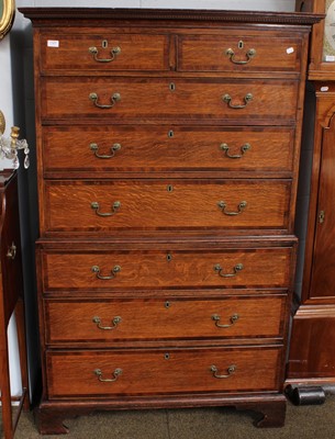 Lot 1187 - A George III Mahogany Crossbanded Oak Chest on...