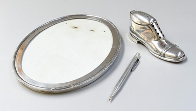 Lot 127 - Three Silver Items, comprising a pin-tidy in...