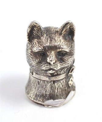Lot 29 - A novelty silver vesta case modelled as a cat's head, marks for London, 1949 or 1969