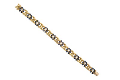 Lot 2377 - An 18 Carat Gold Sapphire and Diamond Bracelet,...