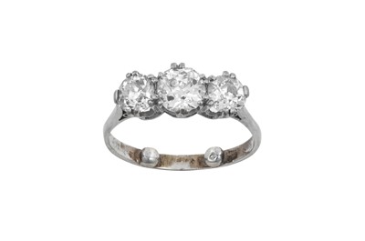 Lot 2330 - A Diamond Three Stone Ring the old cut...