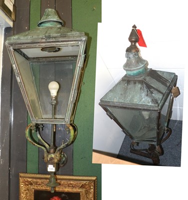 Lot 1345 - A Pair of Copper Four Glass Lanterns, 110cm high