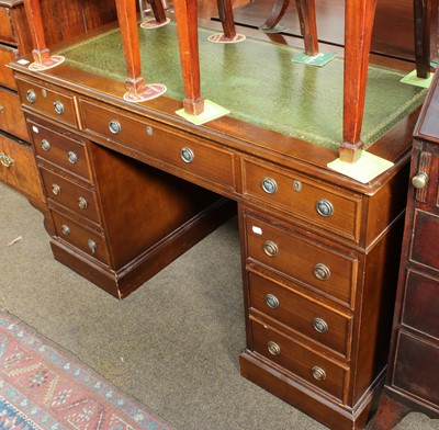 Lot 1290 - A Reproduction Leather Inset Pedestal Desk,...