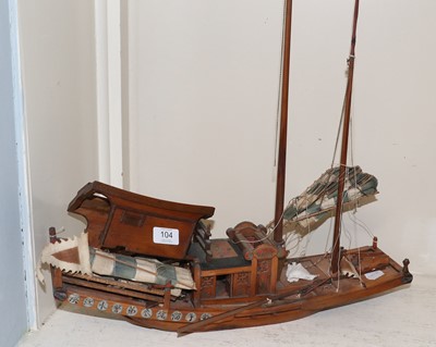 Lot 104 - A Wooden Model of a Chinese Junk