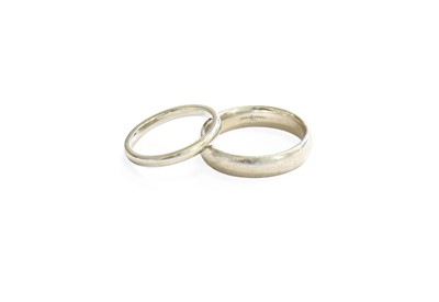 Lot 153 - Two Platinum Band Rings, finger sizes O and T1/2