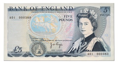 Lot 441 - Bank of England, Five Pounds, First Run,...