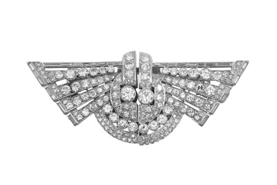 Lot 2267 - An Art Deco Diamond Double Clip Brooch of...