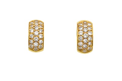 Lot 2233 - A Pair of Diamond Cuff Earrings three rows of...