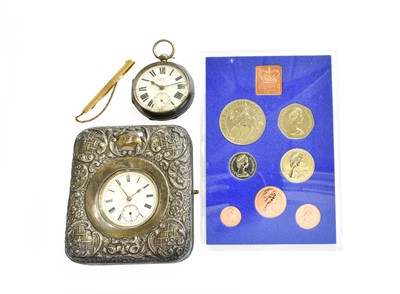 Lot 113 - A Silver Pocket Watch fitted in a Silver...