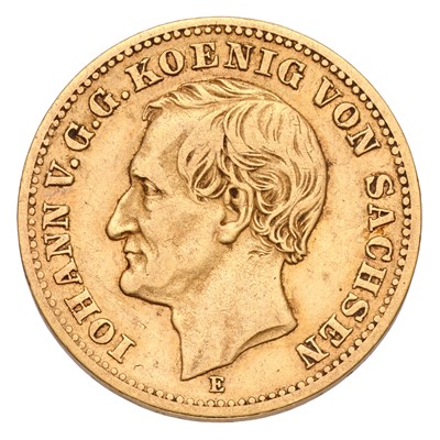 Lot 307 - Germany States, Saxony, 10 Marks 1872, obv....